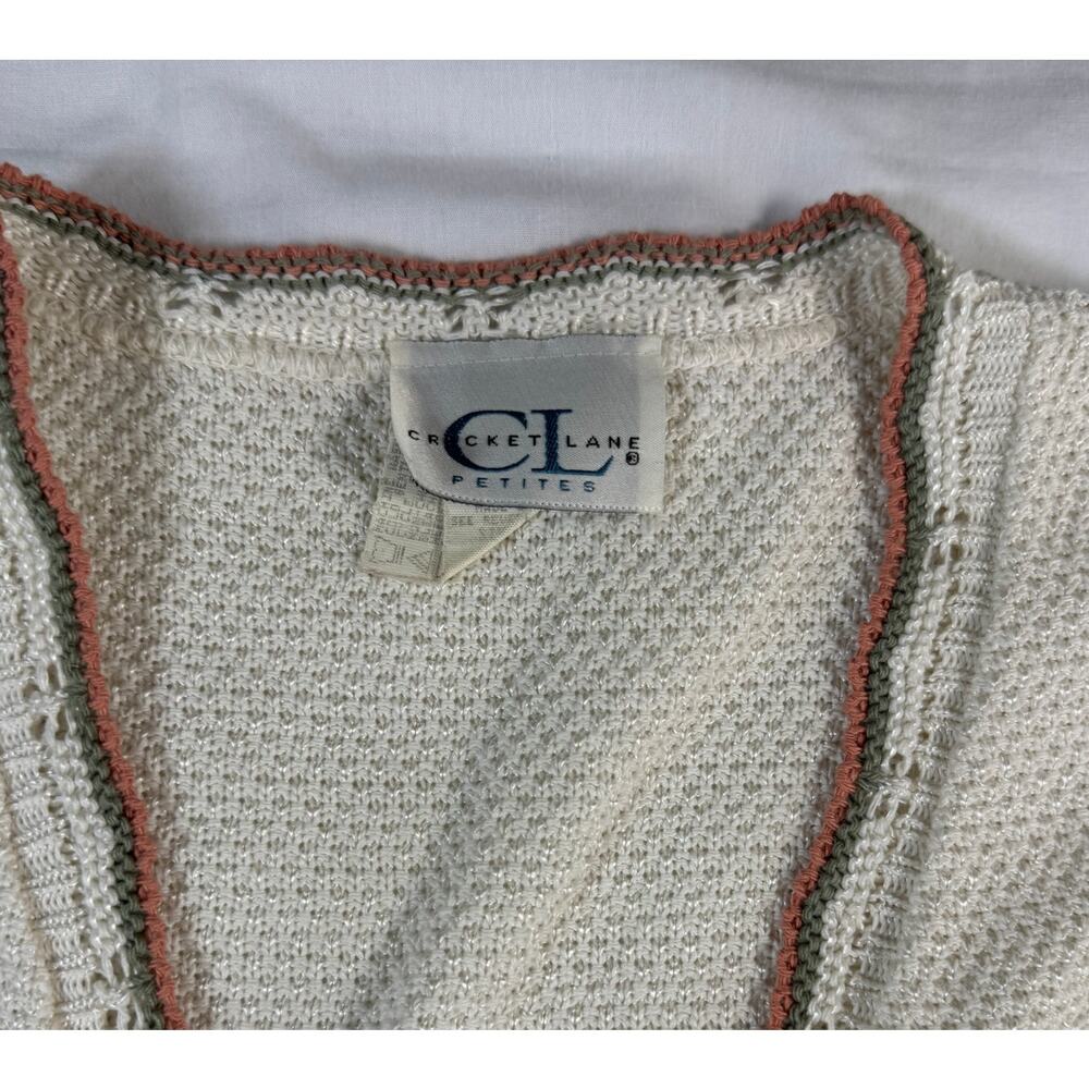 Vintage Cricket Lane Petite M Floral Knit Cardigan Cottagecore Pearl Buttons - Picture 6 of 10